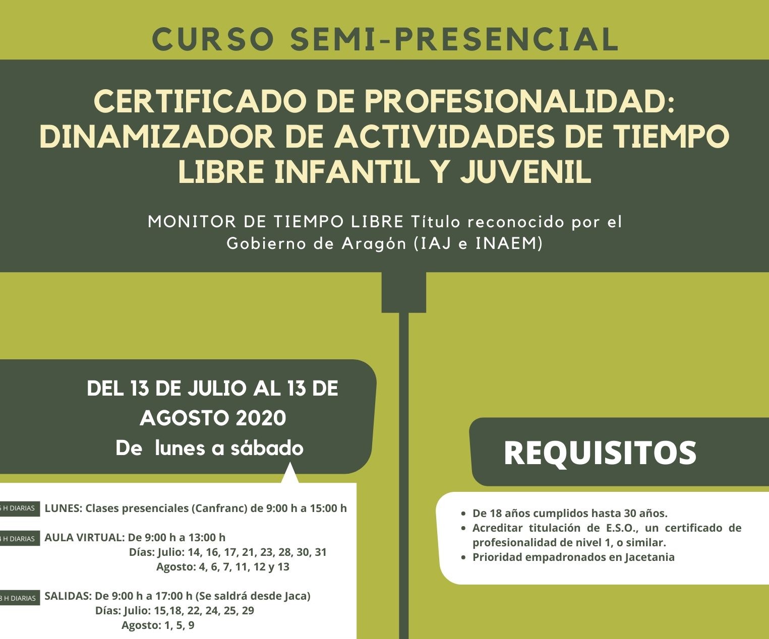 Curso de Monitor de Tiempo libre y CP de Dinamizador de Actividades de tiempo libre infantil y juvenil