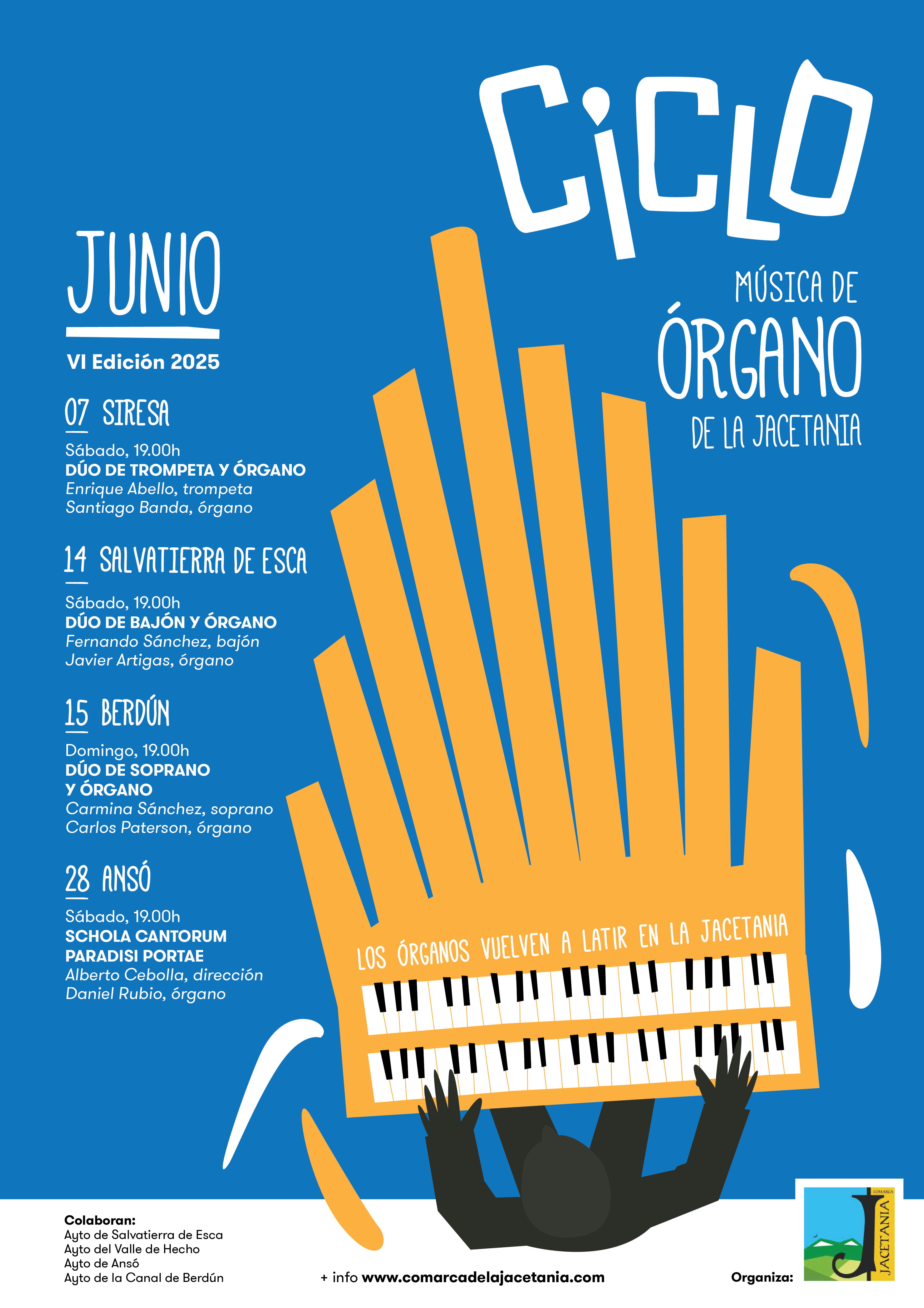 El “VI Ciclo de Música de Órgano en La Jacetania” llenará de melodías los pueblos de la Comarca durante el mes de junio